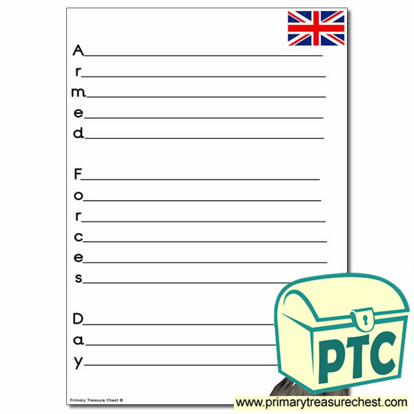 Armed Forces Day Acrostic Poem Sheet - Primary Treasure Chest