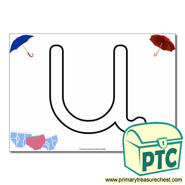 'U' Uppercase Bubble Letter A4 poster with high quality realistic images