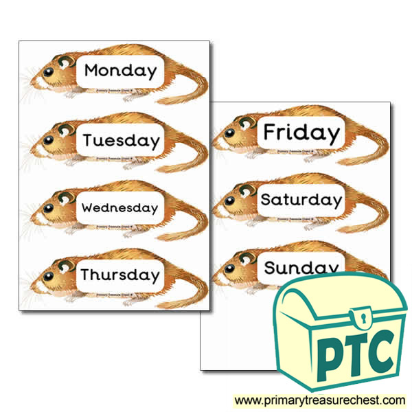 Dormouse Themed Days of the Week Flashcards