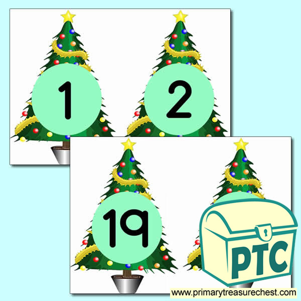 Christmas Tree Number Cards 0 to 20