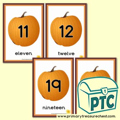 Pumpkin Themed Number Line 11 to 20