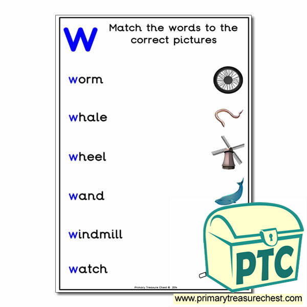 Match the 'w' Themed Words to the Pictures
