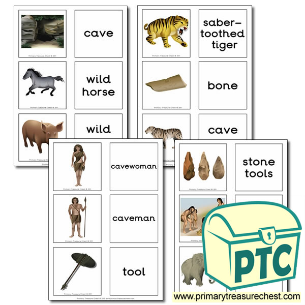Early Man / Caveman Themed Matching Cards