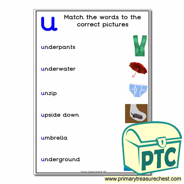 Match the 'u' Themed Words to the Pictures