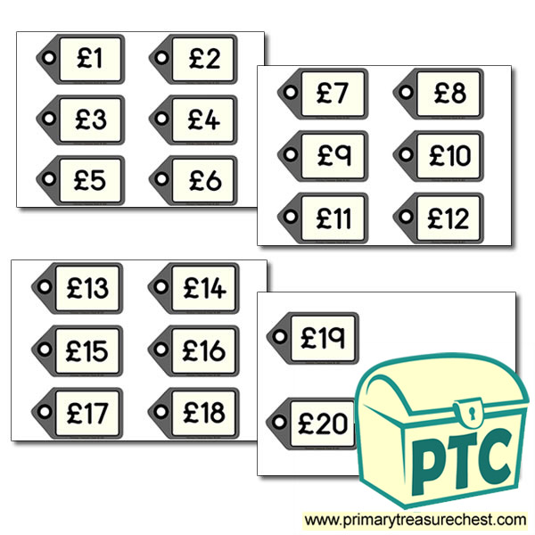 Money Tags/Labels £1-£20