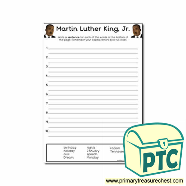 Martin Luther King Jr Sentence Worksheet