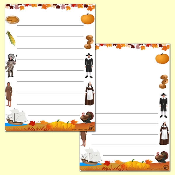 Thanksgiving Page Border/Writing Frame (wide lines)