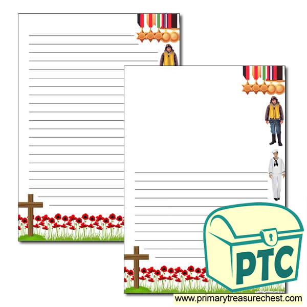 Remembrance Day Page Border /Writing Frame (narrow lines)