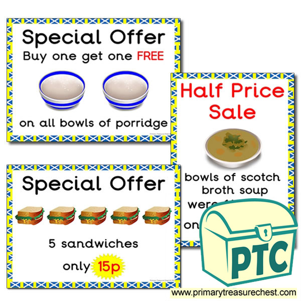 Scottish Cafe Role Play Special Offers (1 to 20p)