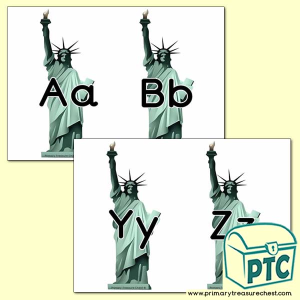 Statue of Liberty Themed Alphabet Cards (upper and lower case)