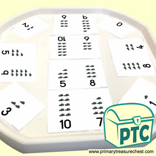 Taxi Themed Number Shape Tuff Tray Challenge