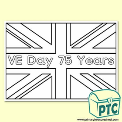 British Flag VE Day Colouring sheet - Primary Treasure Chest