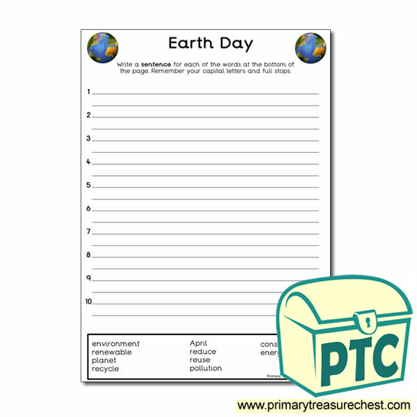 Earth Day Themed Sentence Worksheet