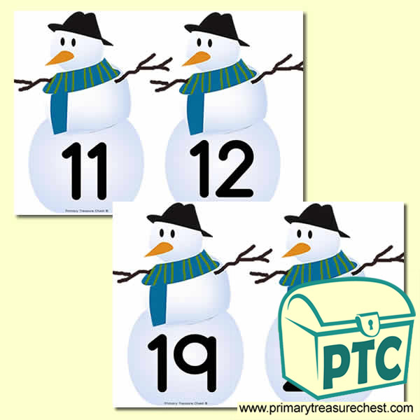 Snowman Themed Number Line 11-20