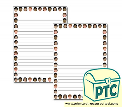 Children's Faces Page Border/Writing Frame (narrow lines)