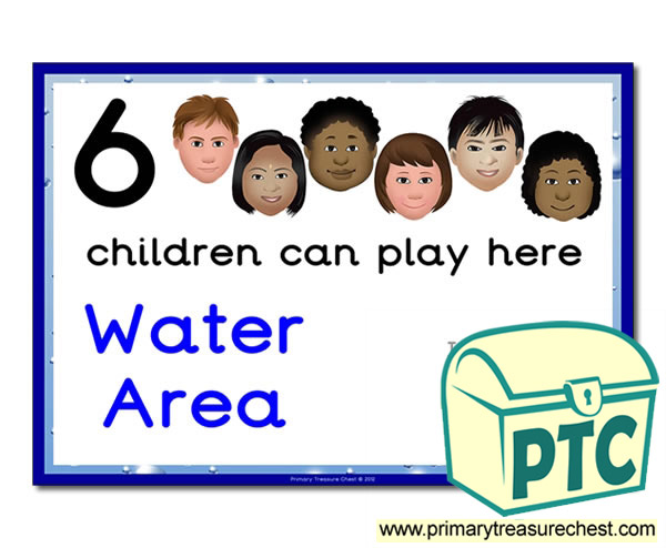 Water Area Sign - Add Your Own Image - 6 children can play here - Classroom Organisation Poster