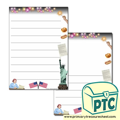 Independence Day Themed Writing Frame (wide lines)