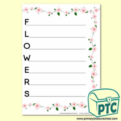 'Flowers' Acrostic Poem Sheet