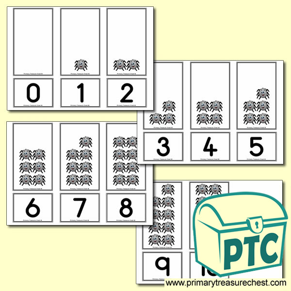 Spider Number Shapes Matching Cards 0 to 10