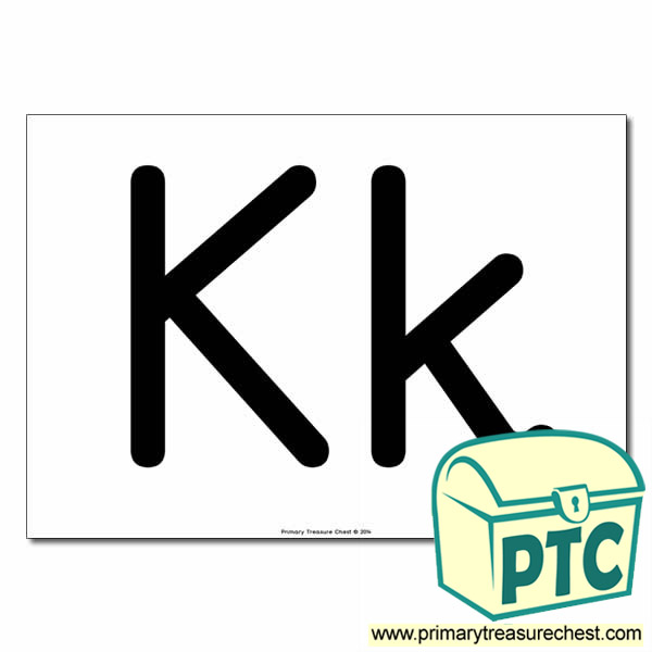'Kk' Upper and Lowercase Letters A4 poster (No Images)
