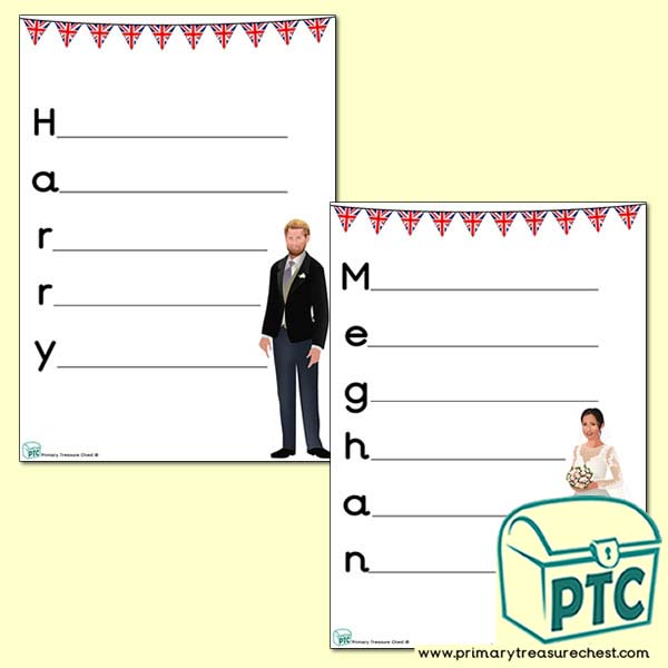 'Harry and Meghan' Acrostic Poem Sheet