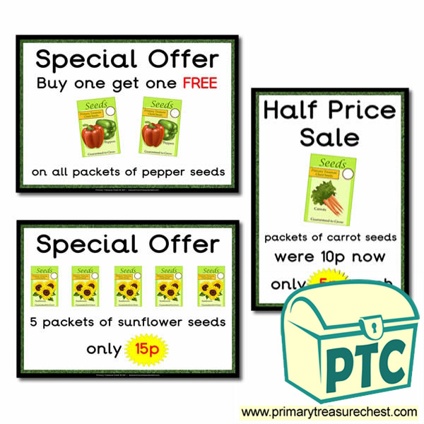 Role Play Garden Centre Seeds Special Offers Posters (1-20p)