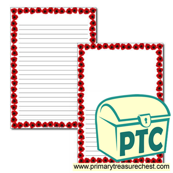 Poppy Border/Writing Frame (narrow lines)