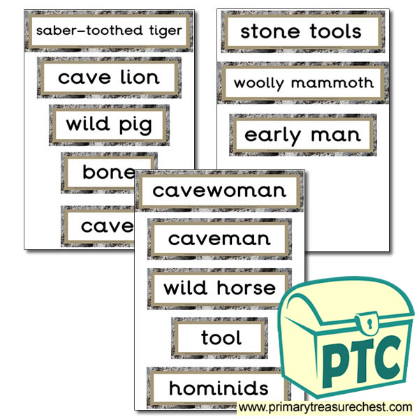 Early Man Themed Display Words