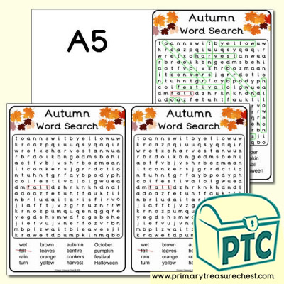  A5 Autumn Word Search (Hard)