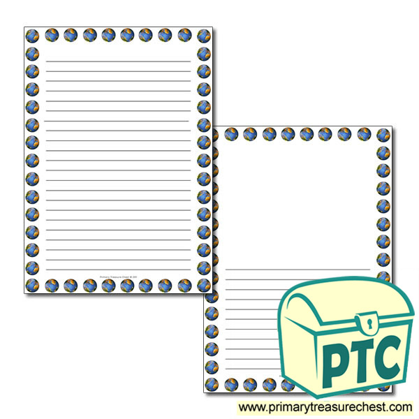 Planet earth Themed  Page Border/Writing Frame (narrow lines)