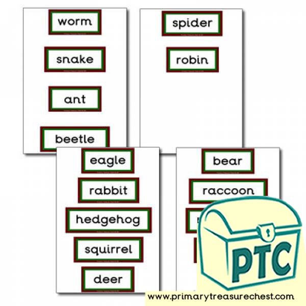 Forest and Wood Animal Themed Display Words