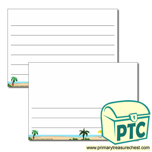 Tropical Island Landscape Page Border/Writing Frame (wide lines)