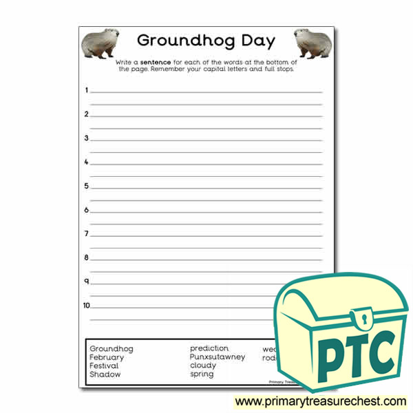 Groundhog Day Themed Sentence Worksheet