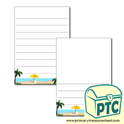 Tropical Island Page Border/Writing Frame (wide lines)