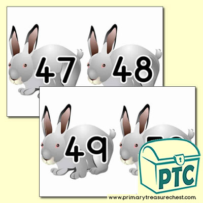 Rabbit Themed Number Cards 26 to 50