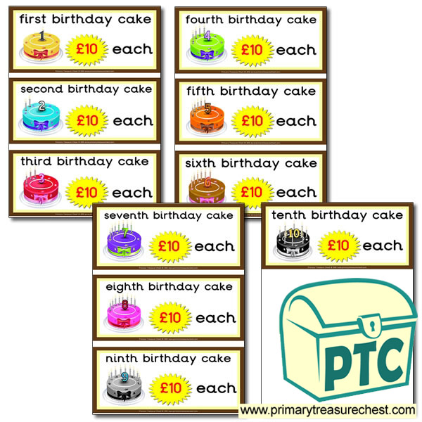 Role Play Cake Shop Birthday Cake Prices 21p to £99