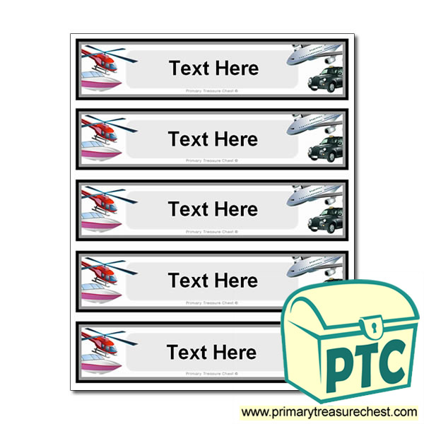 Transport Themed Pupil Drawer Labels (Small)