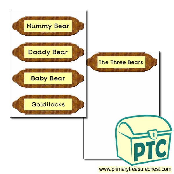 Picture frame labels- Goldilocks and The Three Bears