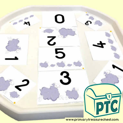 Sheep Themed Number Tuff Tray Cards