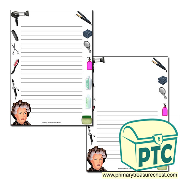 Hairdressers Themed Page Border/Writing Frame (narrow lines)