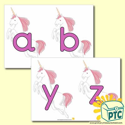 Lower case Unicorns Alphabet Cards - Serenity the Sweet Dreams Resources