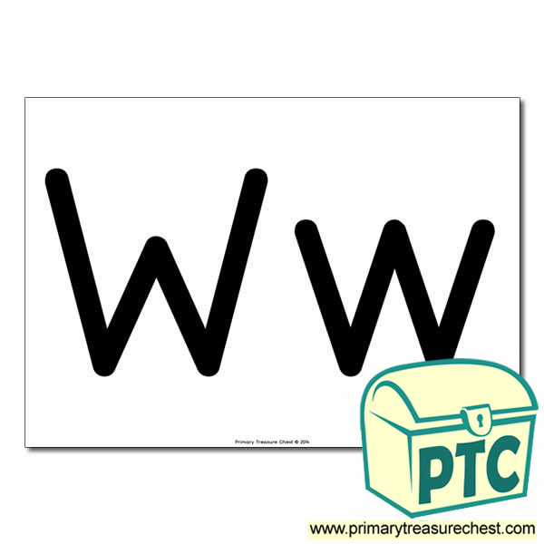 'Ww' Upper and Lowercase Letters A4 poster (No Images)