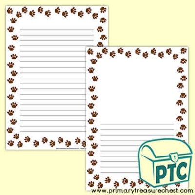 Animal Paw Print Page Border /Writing Frame (narrow lines)