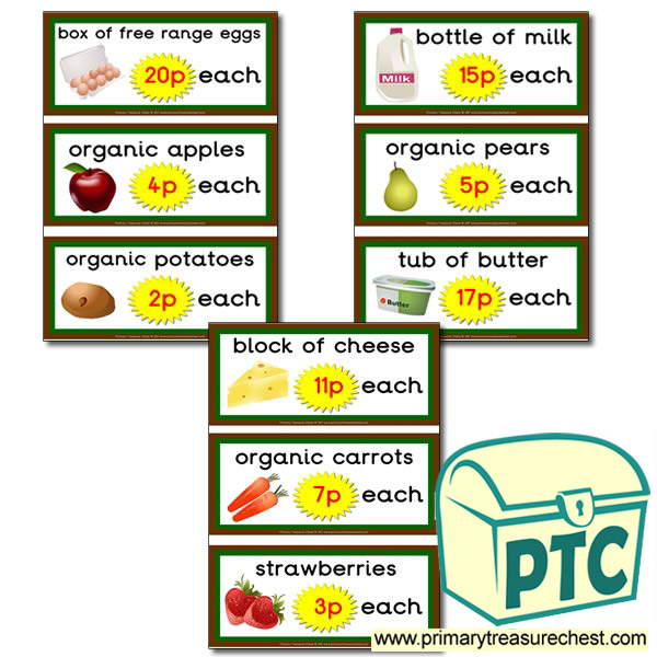 Farm Shop Role Play Prices Flashcards (1-20p)