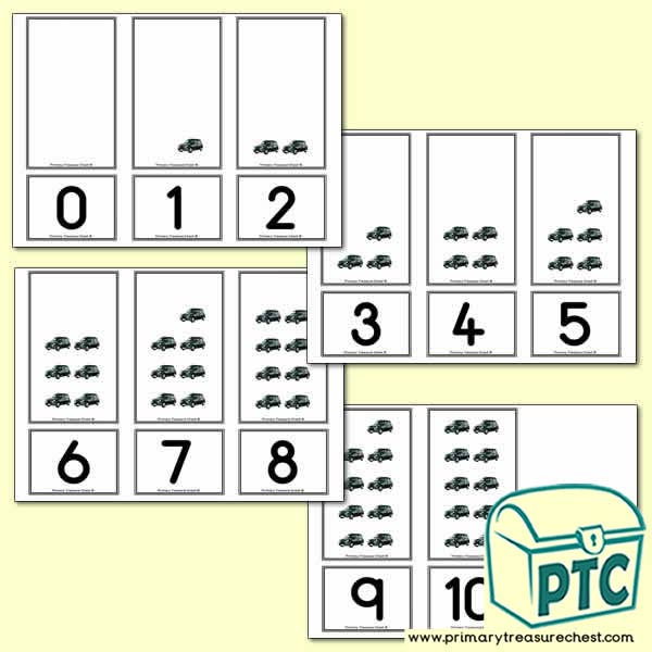 Taxi  Number Shapes Matching Cards 0 to 10