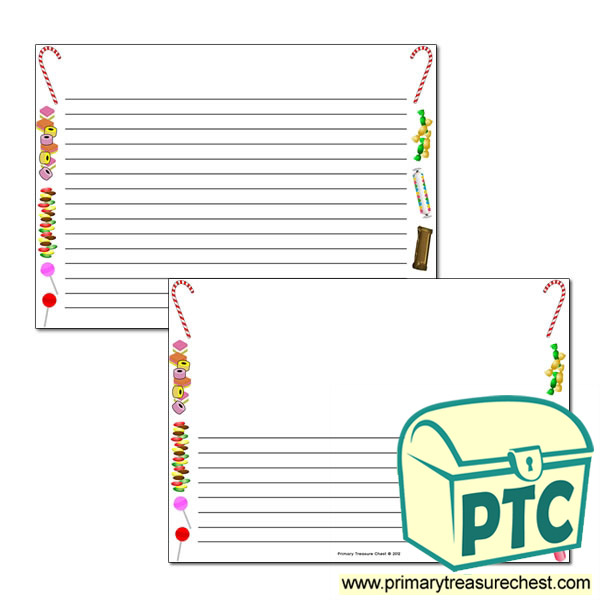 Sweets Themed Landscape Writing Frames (narrow lines)
