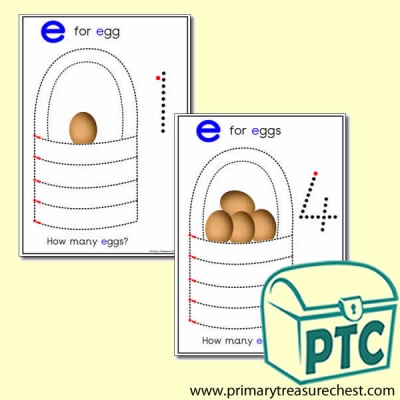 Egg Themed Numeracy and Pencil Control - Letter 'e'