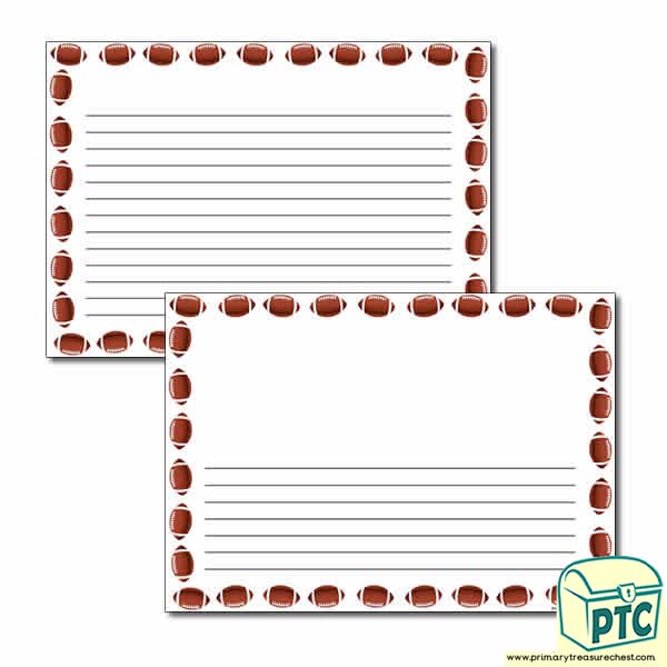 Super Bowl / American football Themed Landscape Page Border/Writing Frame (narrow lines)