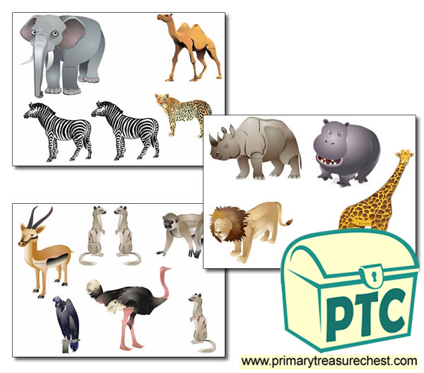 African Animal Storyboard / Cut & Stick Images