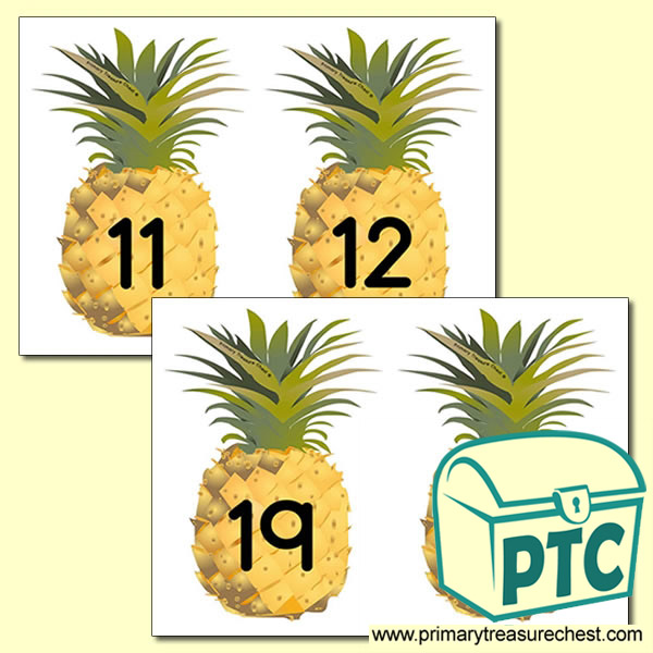 Pineapple Themed Number Line 11 to 20